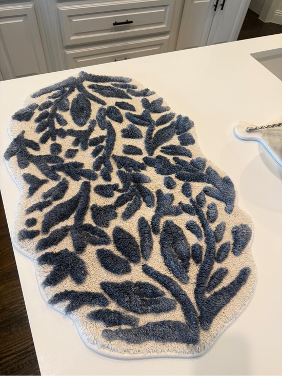 Anthropologie Other - Anthropologie Plush Blue and Cream Floral Bath Rug - Soft. NEW - 21” x 34”
